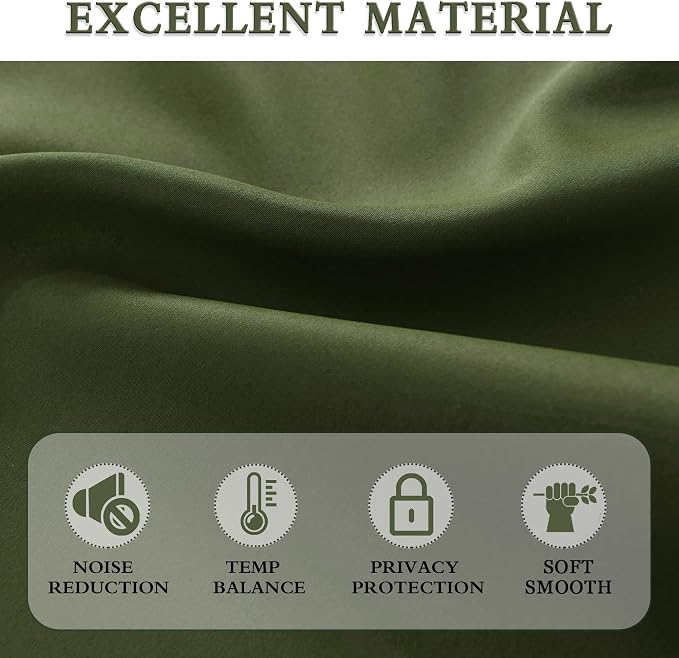 Dark Olive Green Blackout Curtains - Image 3