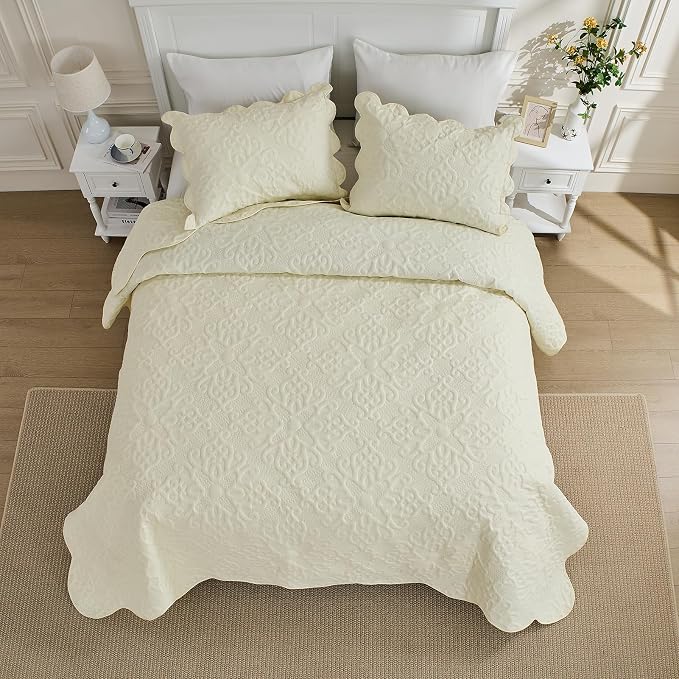 Kingnex Oversized King Bedspreads 128x120 Cream | Lightweight, Extra Wide Quilt - Image 4