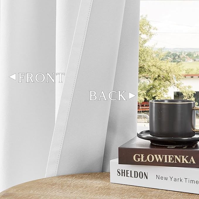 ChrisDowa 100% Blackout Pure White Solid Curtains 96 Inches Long 2 Panels for Bedroom Living Room,Farmhouse Room Darkening Thermal Insulated Soundproof Grommet Top Window Treatment Drapes,52x96