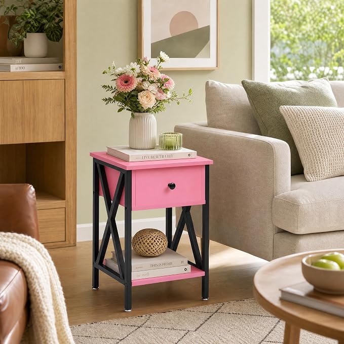 VECELO Nightstand, Modern Bedside End Table, Night Stand - Image 5