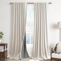 Cream Natural Light 100% Blocking Linen Curtains 120 Inches Long Blackout by Guken