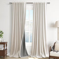 100% Blackout Linen Curtains 84 Inch Length 2 Panels Set Neutral Boho Farmhouse by Guken