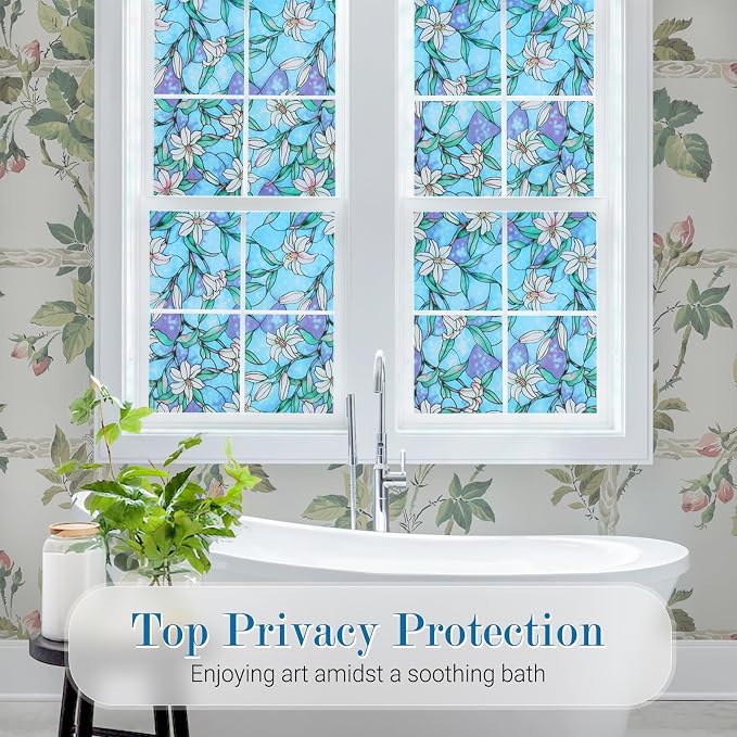 rabbitgoo Stained Glass Window Privacy Film, 35.4" X 118.1" | Anti UV Heat - Image 2