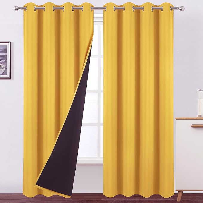 100% Blackout Yellow Curtains by Lemomo
