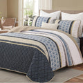 Dinjoy King Size Boho Quilt Set, Soft Striped Bedspreads, 3 Pieces Lightweight by DINJOY