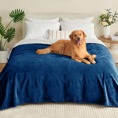 Waterproof Blanket 60"x80" for Adults, Reversible Waterproof Bed Cover for Dogs Cats Pets, Soft Leakproof Blanket for Bed Couch Sofa Furniture Protector, Navy Blue/Light Grey