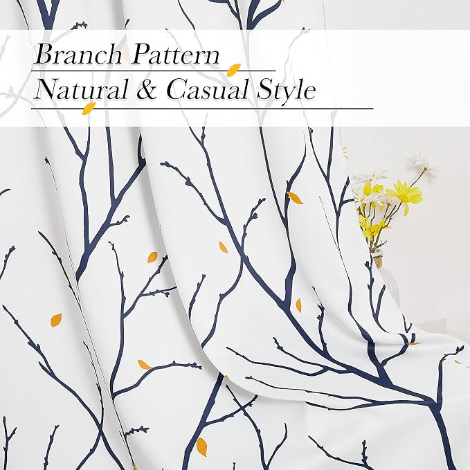 NICETOWN Branch Fall Curtains for Living Room 84 inches Long, Grommet Blackout - Image 2