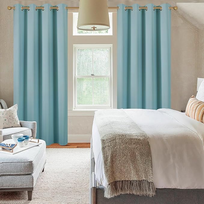 Diraysid Stone Blue Grommet Blackout Curtains - Image 8