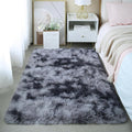 3x5 Tie-dye Dark Grey Fluffy Shag Rug by KICHOWUA