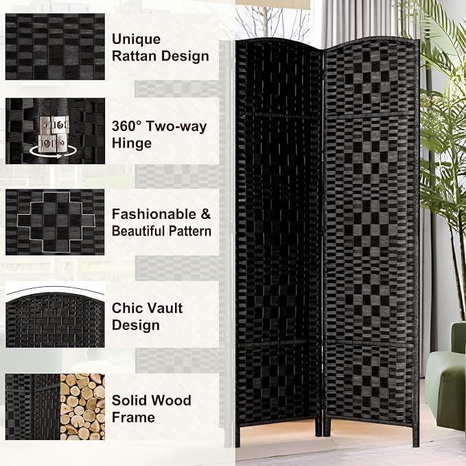 RHF Room Divider Panel, Partition Room Dividers, 6Panel Privacy Screen - Image 4