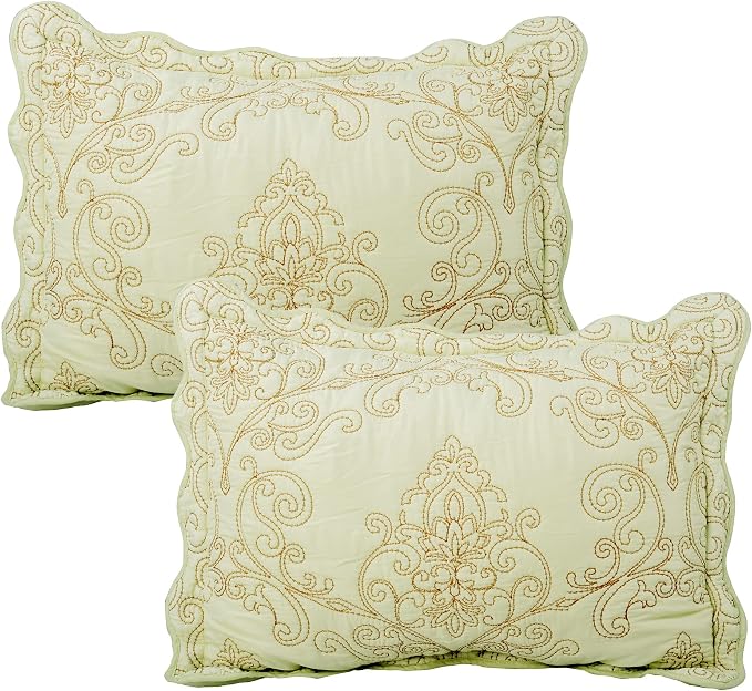 Home Soft Things Damask 4 Piece Bedspread Set, Scalloped Edge Reversible - Image 4