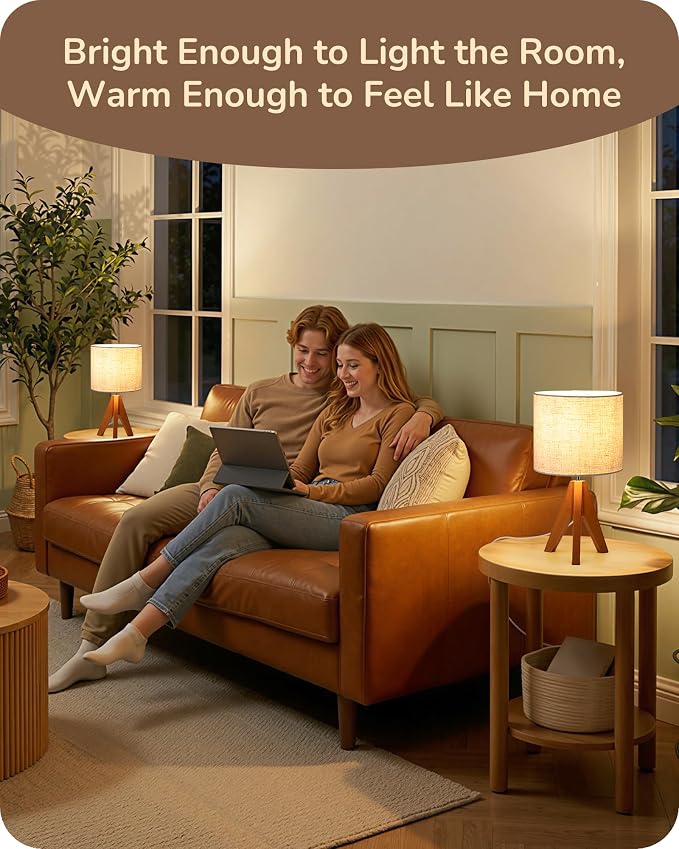 EDISHINE Tripod Table Lamp, Small Cute Bedside Lamp, 14.2 Inch, E26 Base | - Image 7