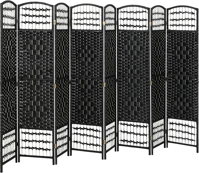 HOMCOM 8 Panel Room Divider, Folding Privacy Screen, Wave Fiber Freestanding by HOMCOM