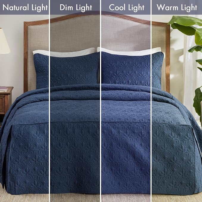 Madison Park Classic Traditional Damask Quilted Bedspread Set, All Season - Image 7