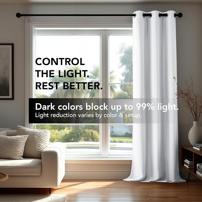 Deconovo Blackout Curtains for Bedroom and Living Room 84 Inches Long | Black - Image 4