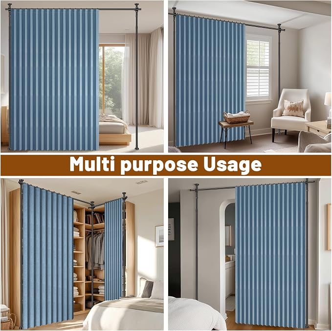 AJAZZ Room Divider Curtain+ Tension Curtain Rod No Drilling 43-120× 35-200 in - Image 4