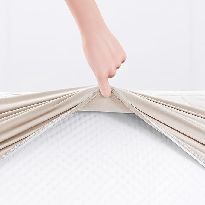 Hearth & Harbor 12 Pack California King Size Quilted Fitted Mattress Pad Cover, 100% Waterproof Mattress Protectors, Deep Pocket Fitted Mattress Cover 8" - 21" (72" x 84", Beige Cream)