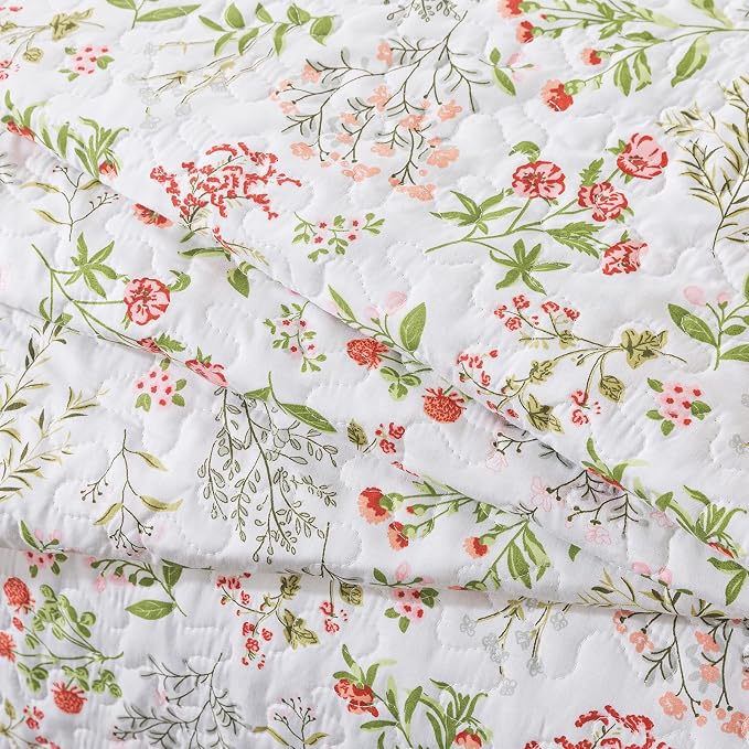 3-Piece Quilt Set Quilted Bedspread Lightweight Coverlet Set Garden Style - Image 4