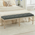 LOULENS 57.7" Linen End of Bed Bench King Size, Dark Grey | French, Upholstered by LOULENS