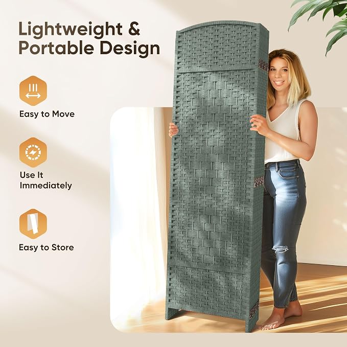 8 Panel Room Divider, Privacy Screen & Room Separation, Extra Wide | Paper - Image 5