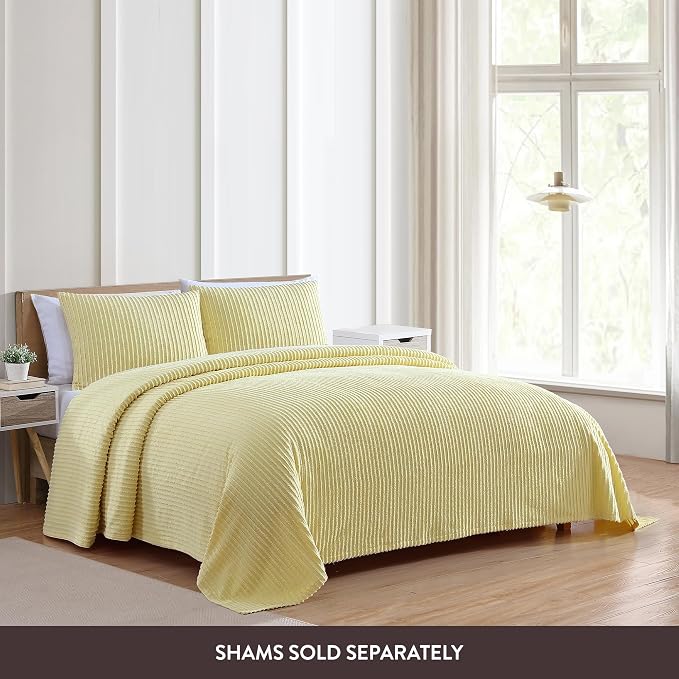Beatrice Home Fashions Queen Channel Chenille Bedspread, lightweight tufted - Image 3