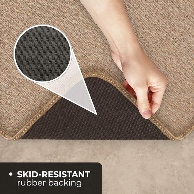 House, Home and More Skid-Resistant Carpet Indoor Area Rug Floor Mat - Pebble Beige - 5 Ft X 7 Ft - Non Slip Rubber Backing, Stain Resistant, Dog Friendly, Living Room Bedroom Kitchen Entryway