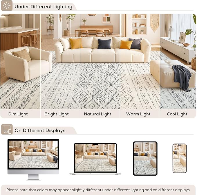 Nakagishi Area Rug Living Room Rugs: 5x7 Large Soft Machine Washable Boho - Image 9