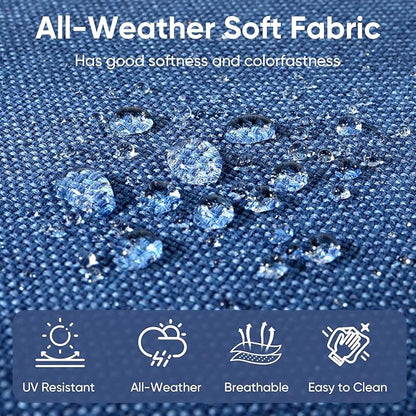 10-Piece Outdoor Patio Cushion Set - Fade & Water Resistant with Removable Olefin Cover, 22x24x4 Inch Memory Foam Cushions for Wicker Sectional Sofa – Blue/Buckle