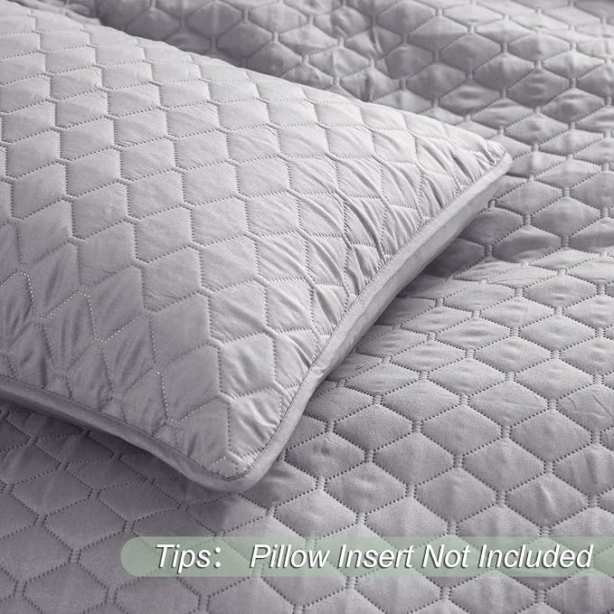 Exclusivo Mezcla Reversible Twin Quilt Bedding Set, Light Grey | Lightweight - Image 5