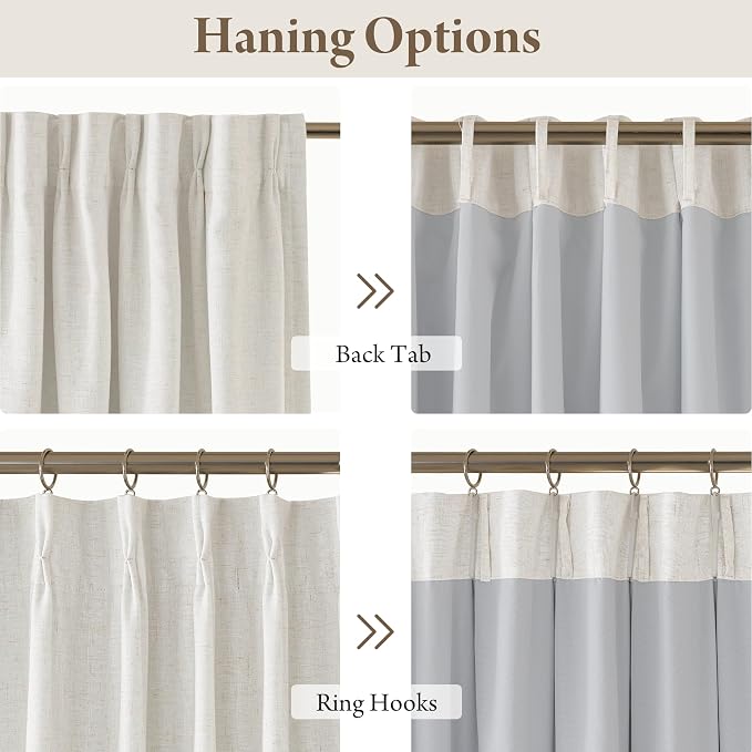 RYB HOME 100% Blackout Pinch Pleated Linen Curtains - Image 6