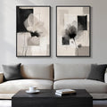 Large Framed Neutral Abstract Floral Wall Art by Cuspin