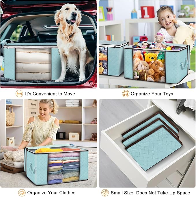 90L Large Storage Bags, 8 Pack Clothes Storage Bins Closet Organizers | - Image 5