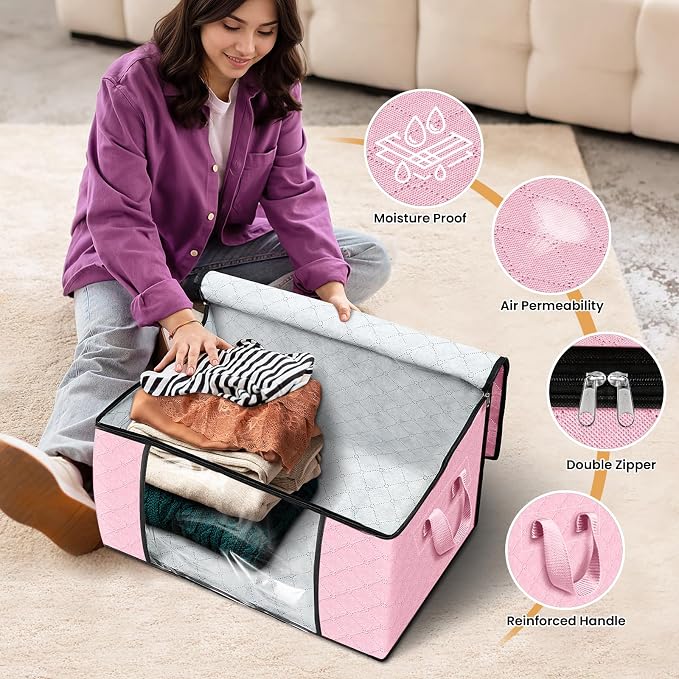 8 Pack Storage Bags for Clothes Blanket Storage Bins - Image 4