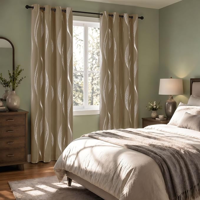 Deconovo Curtains for Living Room, Pattern Blackout Curtains 54 Inches Long | - Image 6