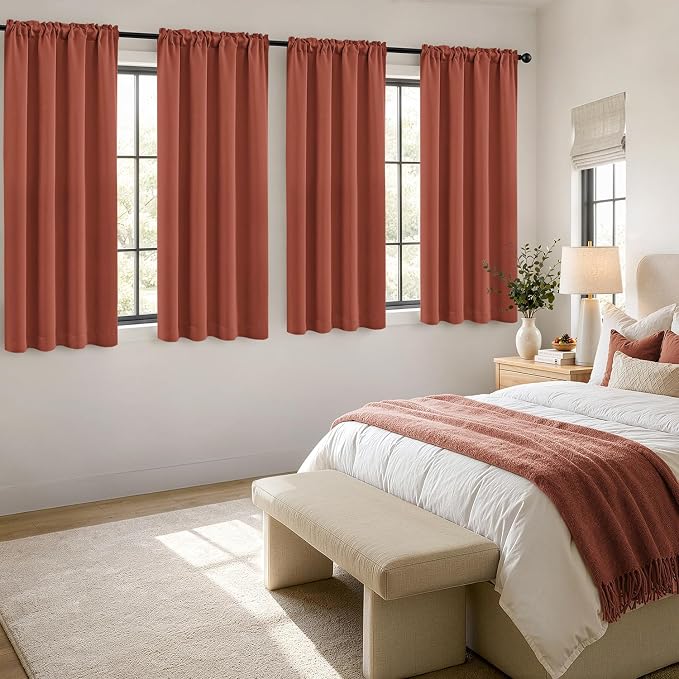 MIULEE 4 Panels Set Terracotta Blackout Curtains 63 Inch Length Bedroom | - Image 4