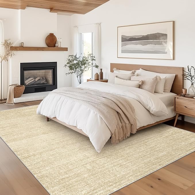 8x10 Area Rugs for Living Room, Large Washable Rug Non Slip, Tan | Soft Low Pile - Image 4
