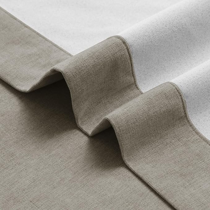 Macochico 100% Blackout Chenille Curtains Thermal Insulated Noise Reducing Velvet Draperies for Living Room Bedroom Hotel Light Taupe Blackout Curtains Grommet Top with Tieback 84" Wx84 L 1 Panel