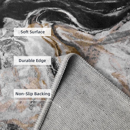 2x10 Runner Rug for Hallways Kitchen Modern Abstract Washable Runner Rug Blue Soft Non Slip Marble Carpet Runner for Laundry Entryway Bedroom Bathroom