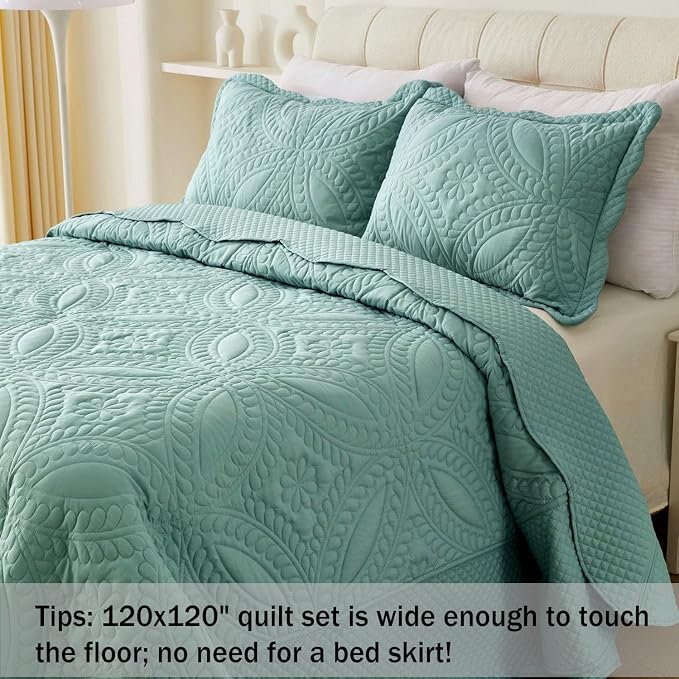 Cmfshape Oversize King Bedspread 120"x120", 3 Piece California King Quilt - Image 2