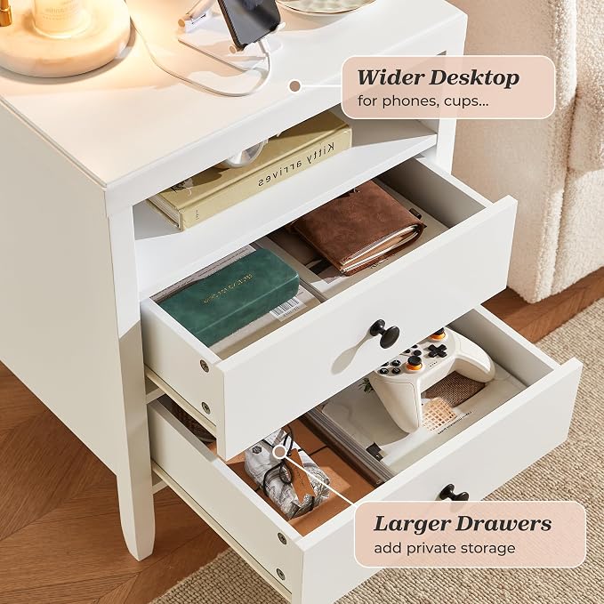 Huuger White Nightstand Set of 2, Night Stand - Image 7