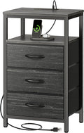 Huuger Nightstand with Charging Station, 27.6 Inch Bedside Table, Side Table | by Huuger
