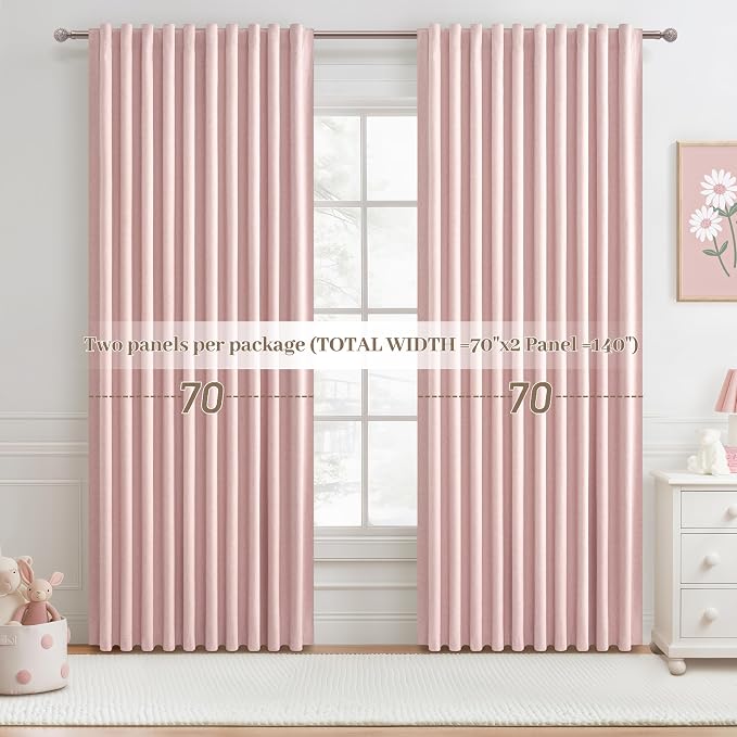Cute Baby Pink Extra Wide Curtains 70 Inches Wide - Image 7
