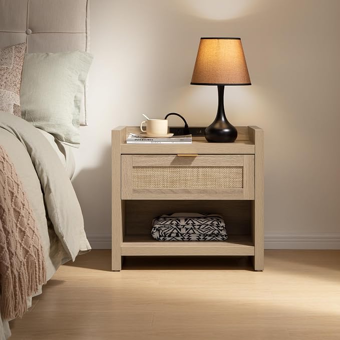 SICOTAS Rattan Nightstands Set of 2 : Bedside Table - Image 9