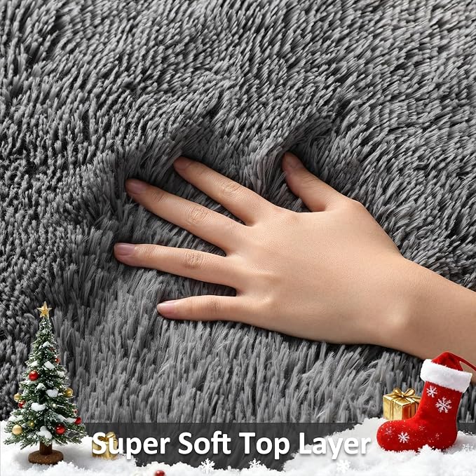 Ophanie 2x4 Small Rug Upgrade Non Slip Throw Bedside Area Rugs, Fluffy Soft - Image 2