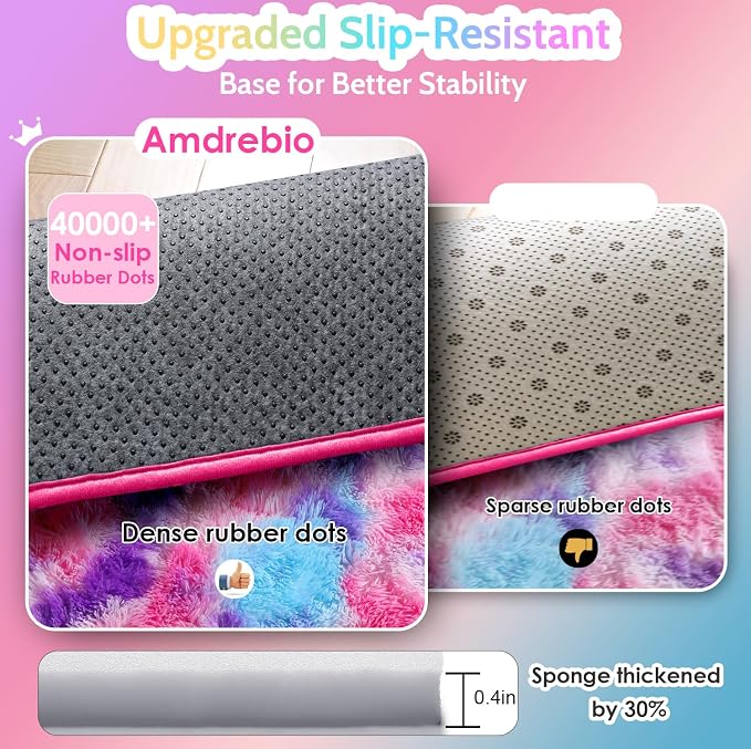 Amdrebio Pink Blue Purple Fluffy Large Round Rug 6Ft - Image 6