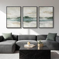 Large Framed Abstract Landscape Wall Art, 3 Piece Canvas Prints Paintings by Cuspin