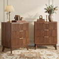 LYNCOHOME Fluted Nightstand Set of 2, Wood Bedside Table by LYNCOHOME