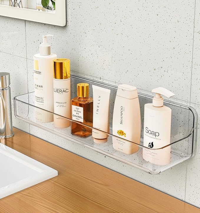 Shower shelves, Adhesive Clear Acrylic Bathroom caddy Organizer | Large Capacity by JNDETOP