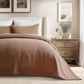 EVERGRACEHOME Cotton Gauze Matelassé Coverlet, King Size, Terracotta Clay | by EVERGRACEHOME
