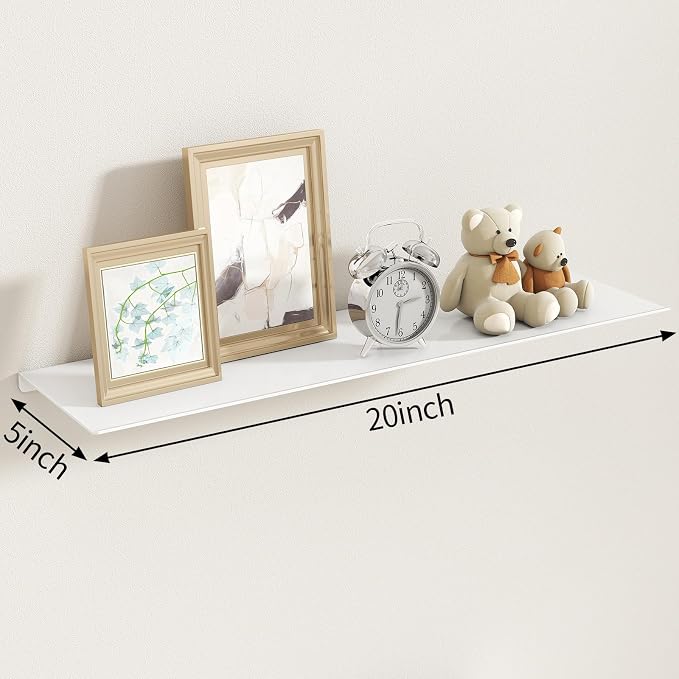 MKO 20" Floating Shelves for Wall, Long Metal Wall Mounted Shelf for Bathroom - Image 3